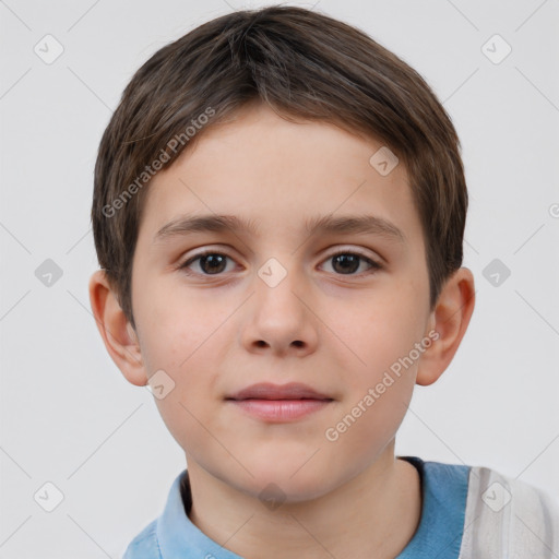 Neutral white child male with short  brown hair and brown eyes