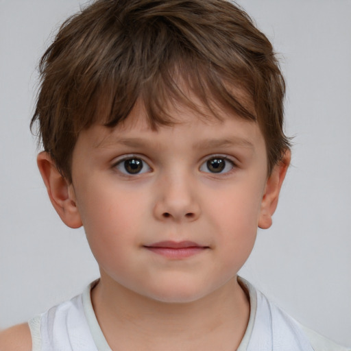 Neutral white child male with short  brown hair and brown eyes