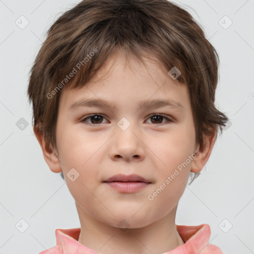 Neutral white child male with short  brown hair and brown eyes