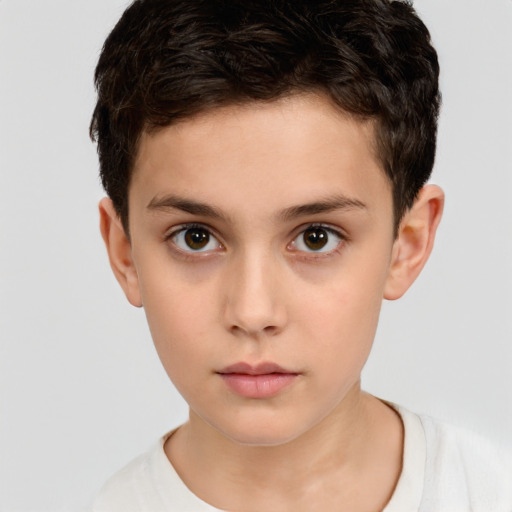 Neutral white child male with short  brown hair and brown eyes