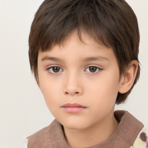 Neutral white child female with short  brown hair and brown eyes