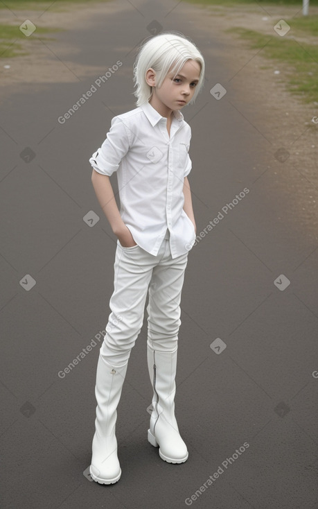 Austrian child boy with  white hair