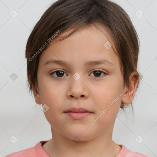 Neutral white child female with medium  brown hair and brown eyes