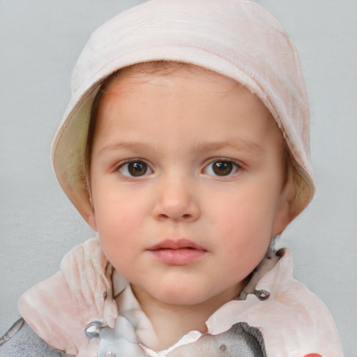 Neutral white child female with short  brown hair and blue eyes