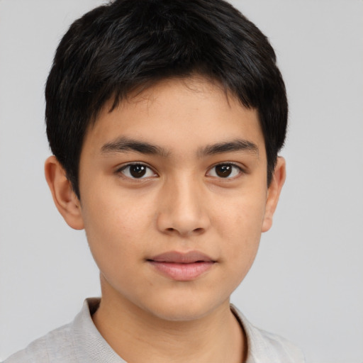 Neutral asian young-adult male with short  brown hair and brown eyes