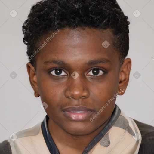 Neutral black young-adult male with short  brown hair and brown eyes