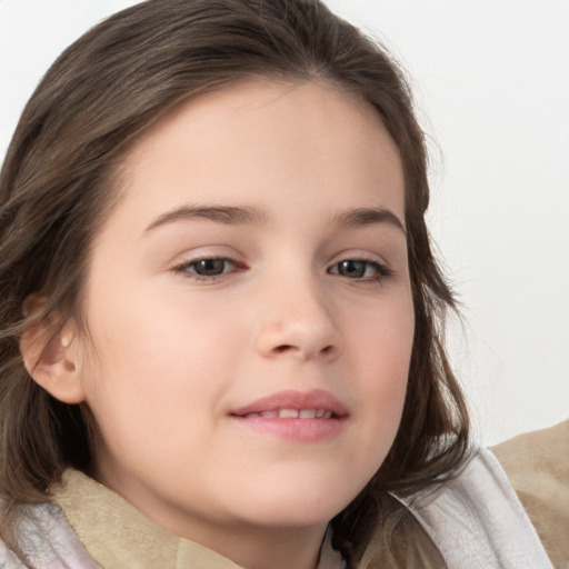 Neutral white child female with medium  brown hair and brown eyes