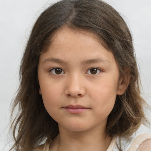 Neutral white child female with medium  brown hair and brown eyes