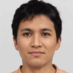 Neutral asian young-adult male with short  brown hair and brown eyes