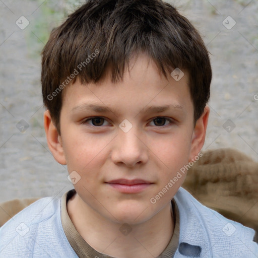 Neutral white child male with short  brown hair and brown eyes