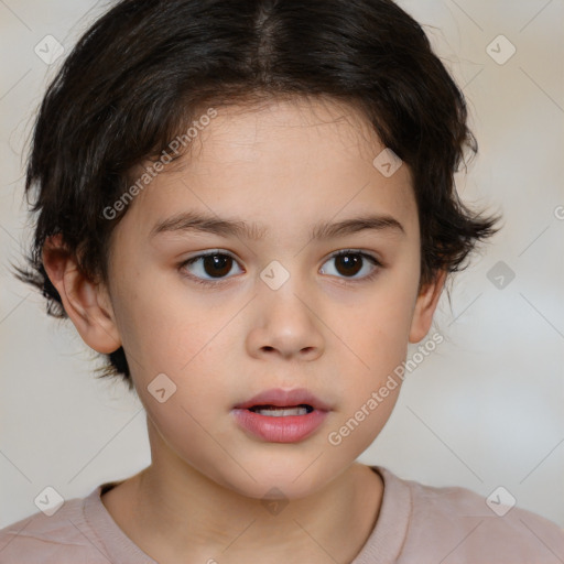 Neutral white child female with medium  brown hair and brown eyes