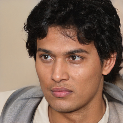 Neutral latino young-adult male with short  brown hair and brown eyes