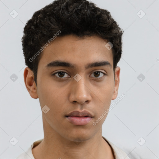 Neutral asian young-adult male with short  brown hair and brown eyes