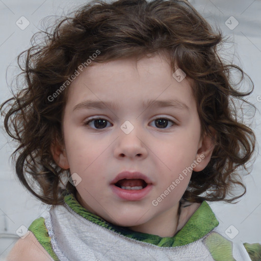 Neutral white child female with medium  brown hair and brown eyes