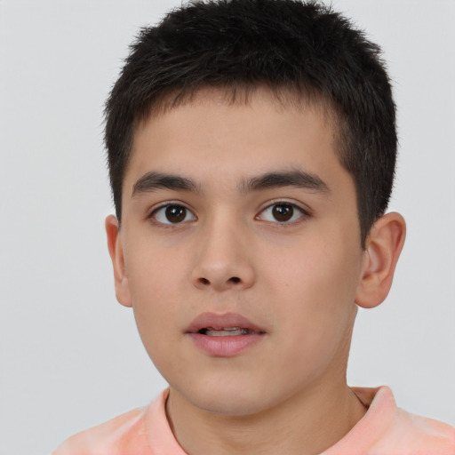Neutral asian young-adult male with short  brown hair and brown eyes