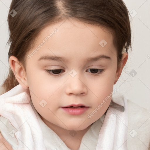 Neutral white child female with medium  brown hair and brown eyes