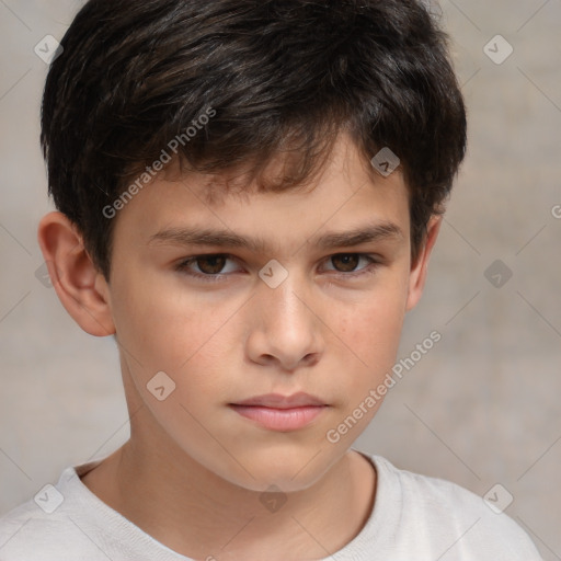 Neutral white child male with short  brown hair and brown eyes