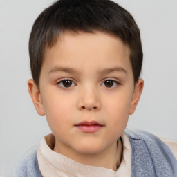 Neutral white child male with short  brown hair and brown eyes