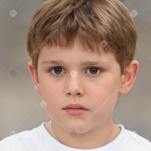 Neutral white child male with short  brown hair and brown eyes