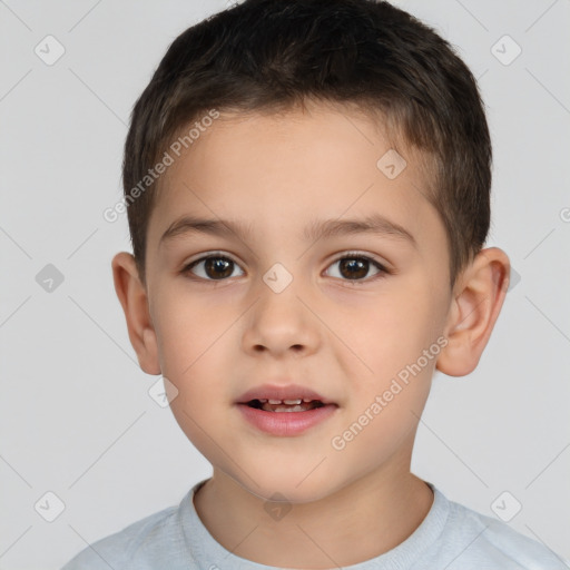 Neutral white child male with short  brown hair and brown eyes