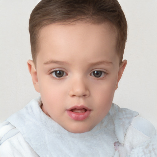 Neutral white child female with short  brown hair and brown eyes