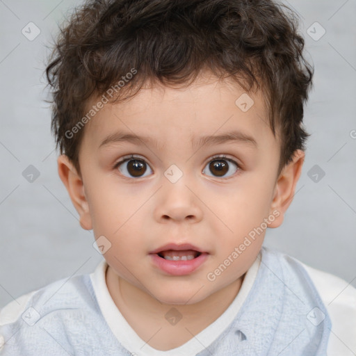 Neutral white child male with short  brown hair and brown eyes