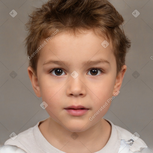 Neutral white child male with short  brown hair and brown eyes