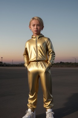 Mongolian child boy with  blonde hair