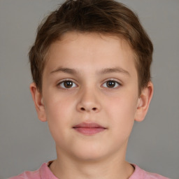 Neutral white child male with short  brown hair and brown eyes