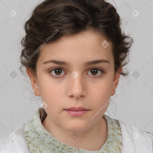 Neutral white child female with medium  brown hair and brown eyes