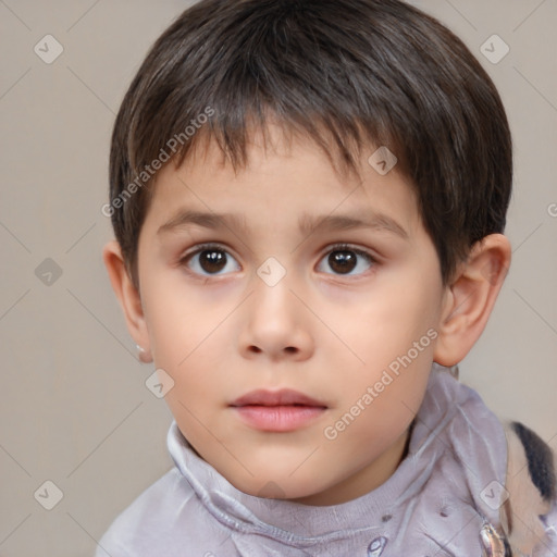 Neutral white child male with short  brown hair and brown eyes