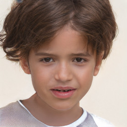 Joyful white child male with short  brown hair and brown eyes