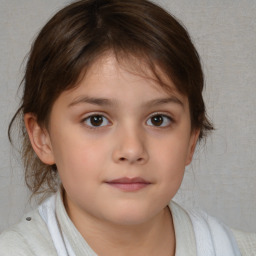 Neutral white child female with medium  brown hair and brown eyes