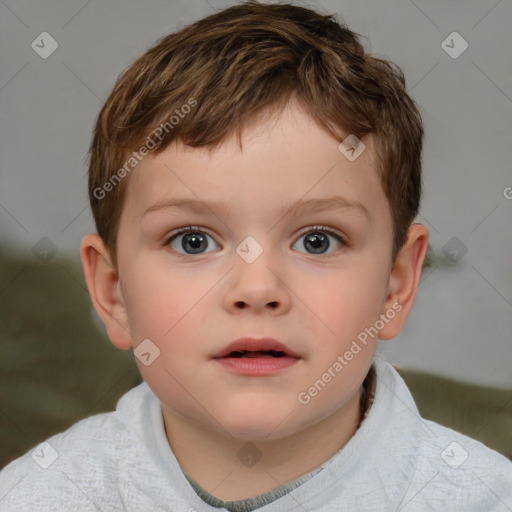 Neutral white child male with short  brown hair and brown eyes