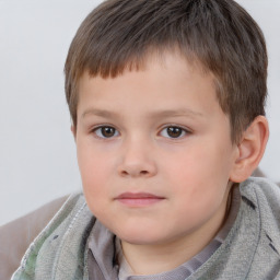 Neutral white child male with short  brown hair and brown eyes