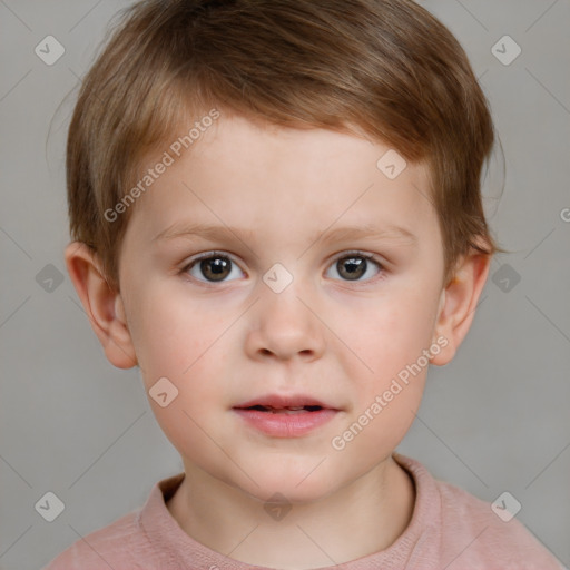 Neutral white child male with short  brown hair and brown eyes