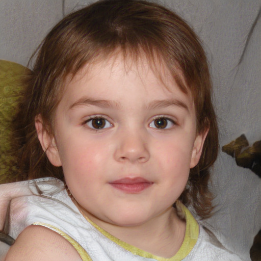 Neutral white child female with medium  brown hair and brown eyes