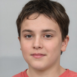 Neutral white child male with short  brown hair and brown eyes