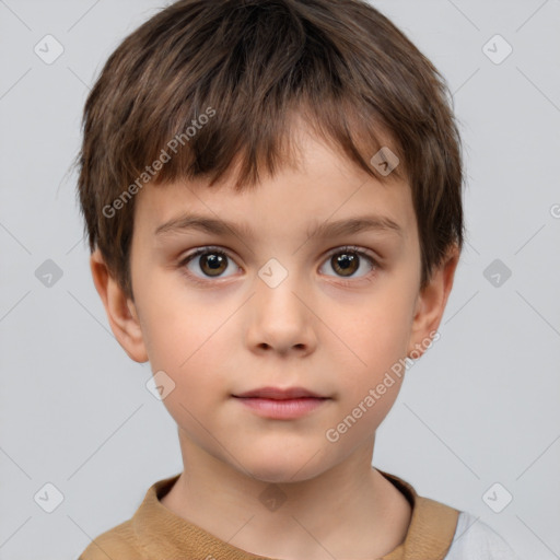 Neutral white child male with short  brown hair and brown eyes