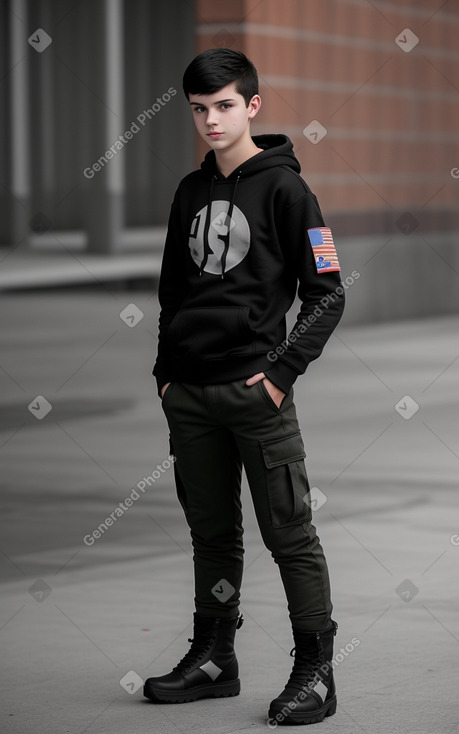 Russian teenager boy with  black hair