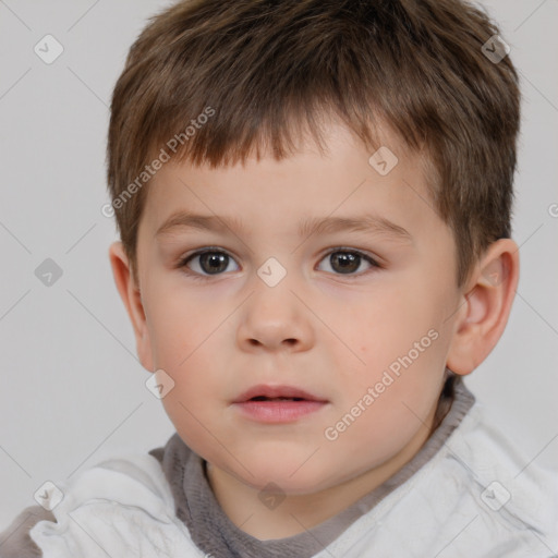 Neutral white child male with short  brown hair and brown eyes