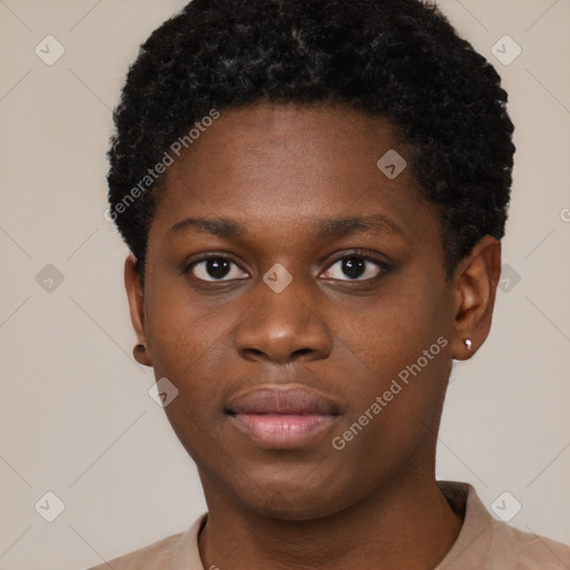 Neutral black young-adult male with short  brown hair and brown eyes