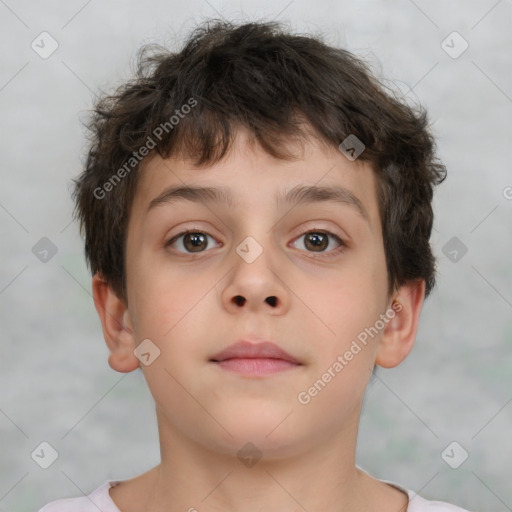 Neutral white child male with short  brown hair and brown eyes