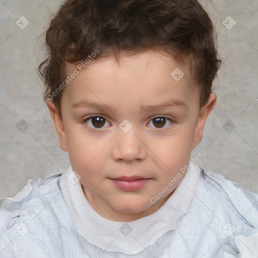 Neutral white child male with short  brown hair and brown eyes