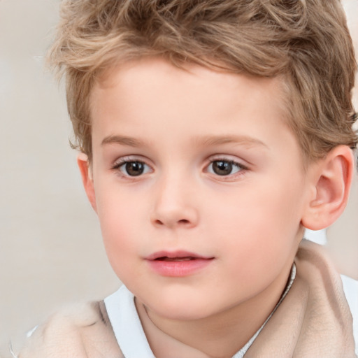 Neutral white child male with short  brown hair and brown eyes