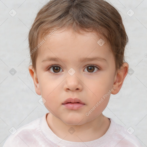 Neutral white child male with short  brown hair and brown eyes