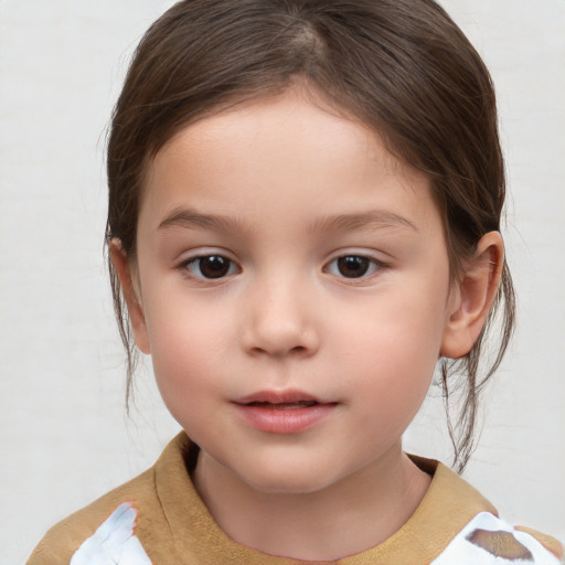 Neutral white child female with medium  brown hair and brown eyes