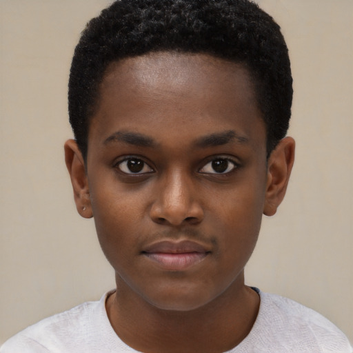 Neutral black child male with short  black hair and brown eyes