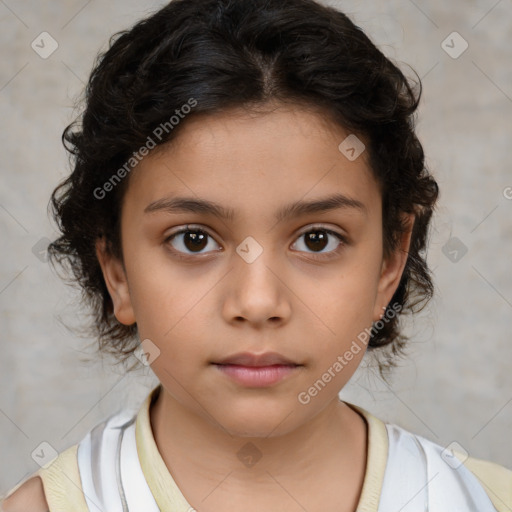 Neutral white child female with medium  brown hair and brown eyes