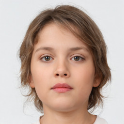 Neutral white child female with medium  brown hair and brown eyes